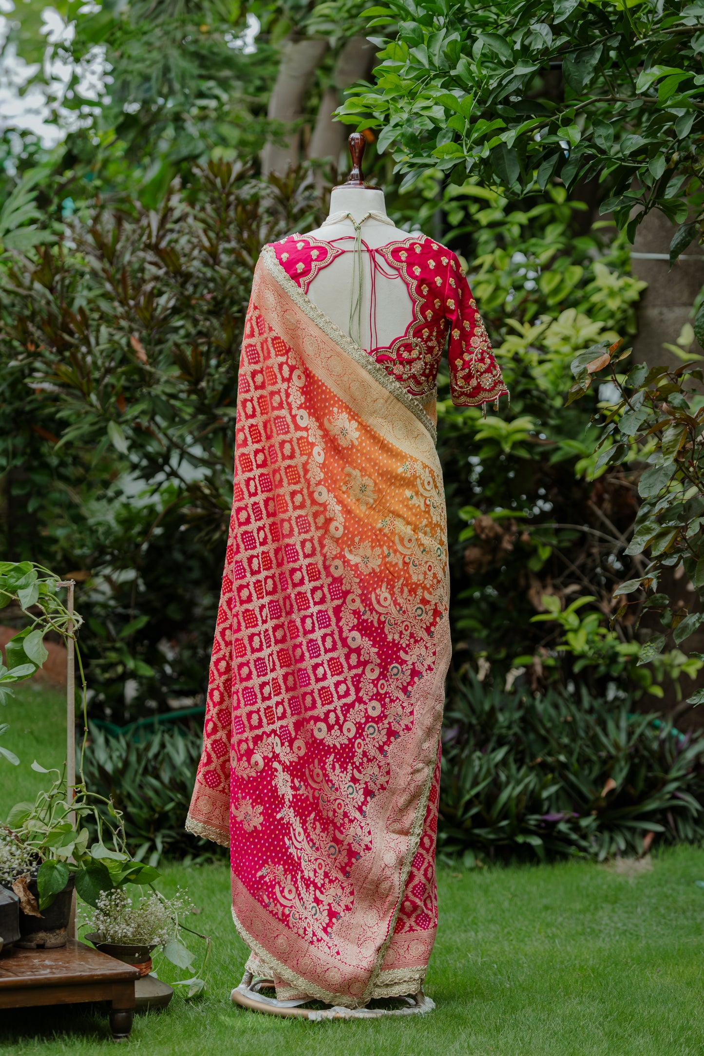 Ombré woven saree & work blouse
