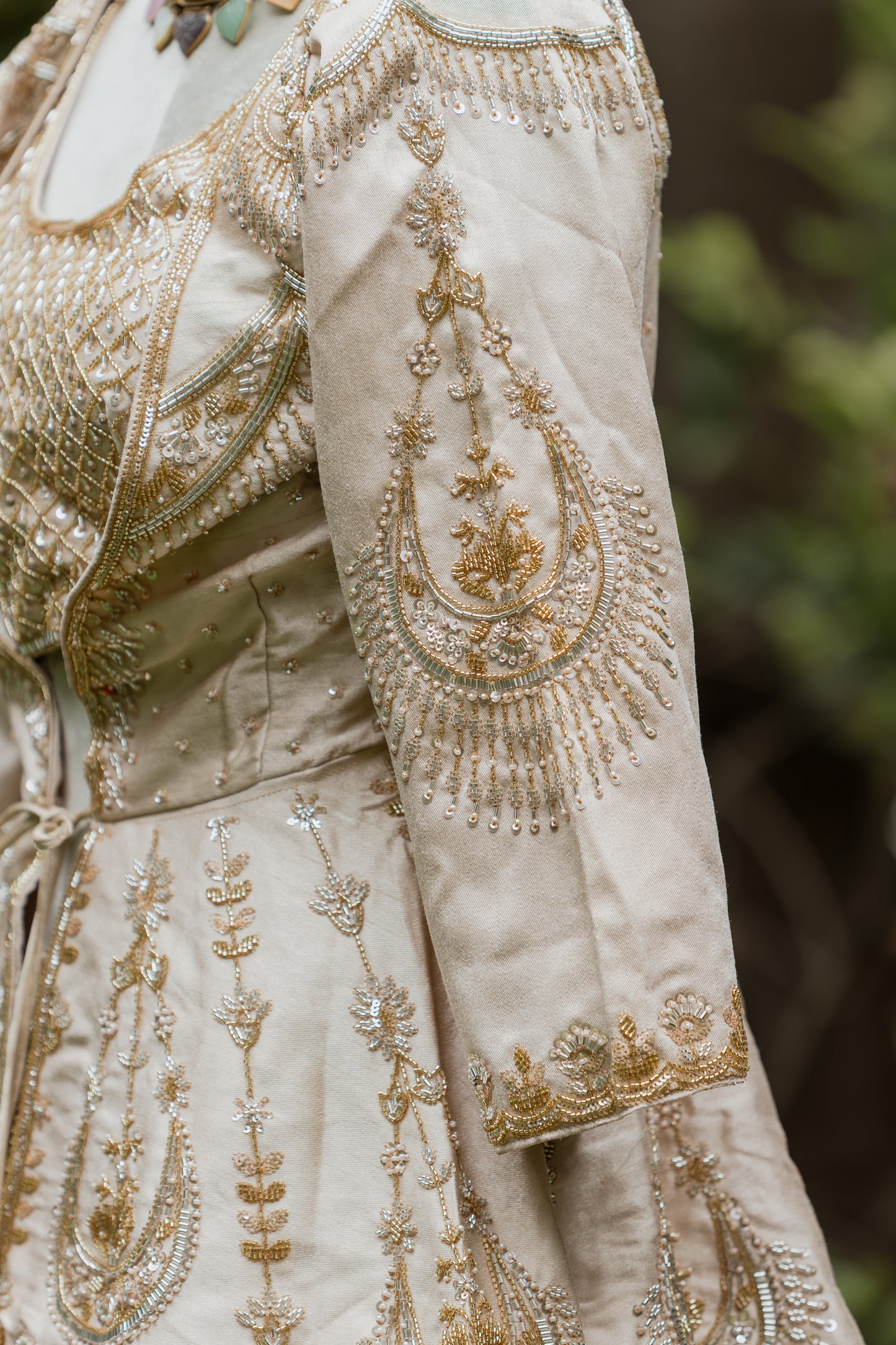 Ivory gold jacket and lehenga set
