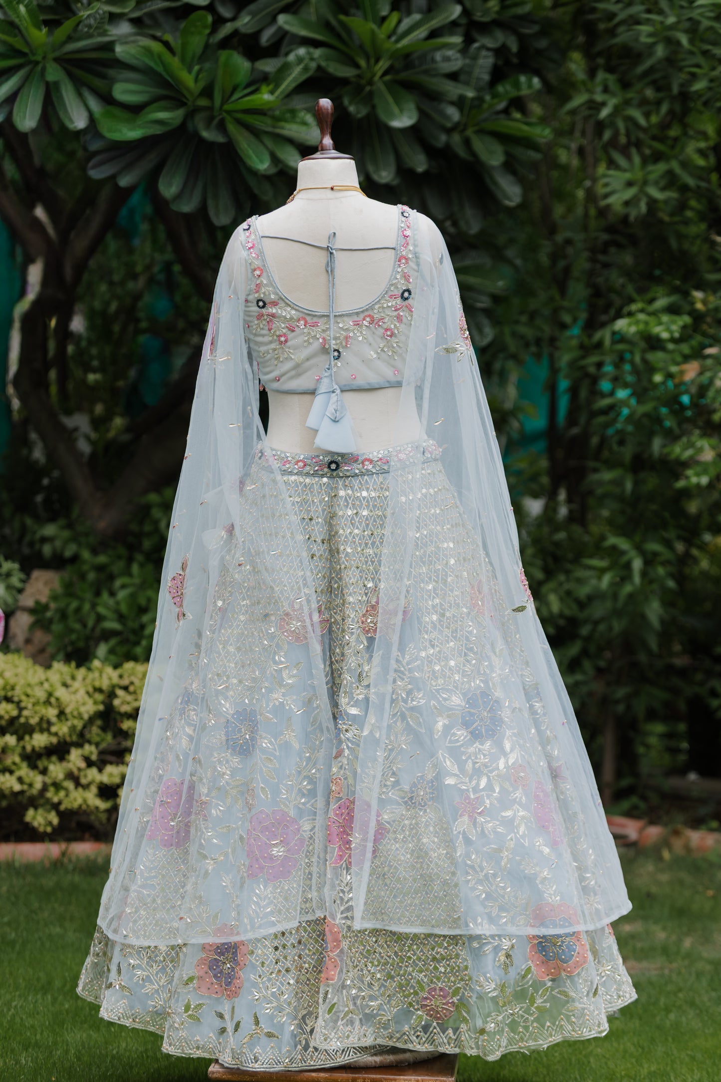 Periwinkle floral embroidered lehenga set