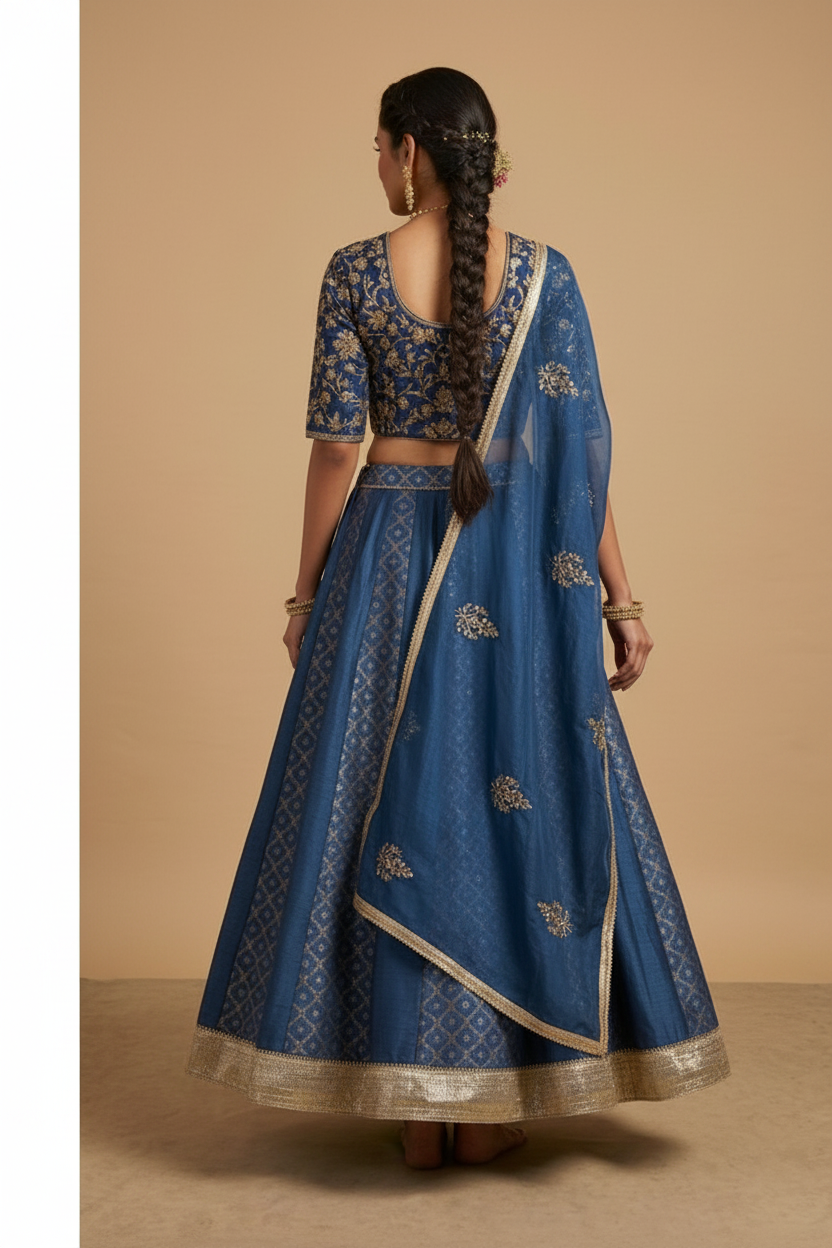 Timeless royal blue zari lehenga