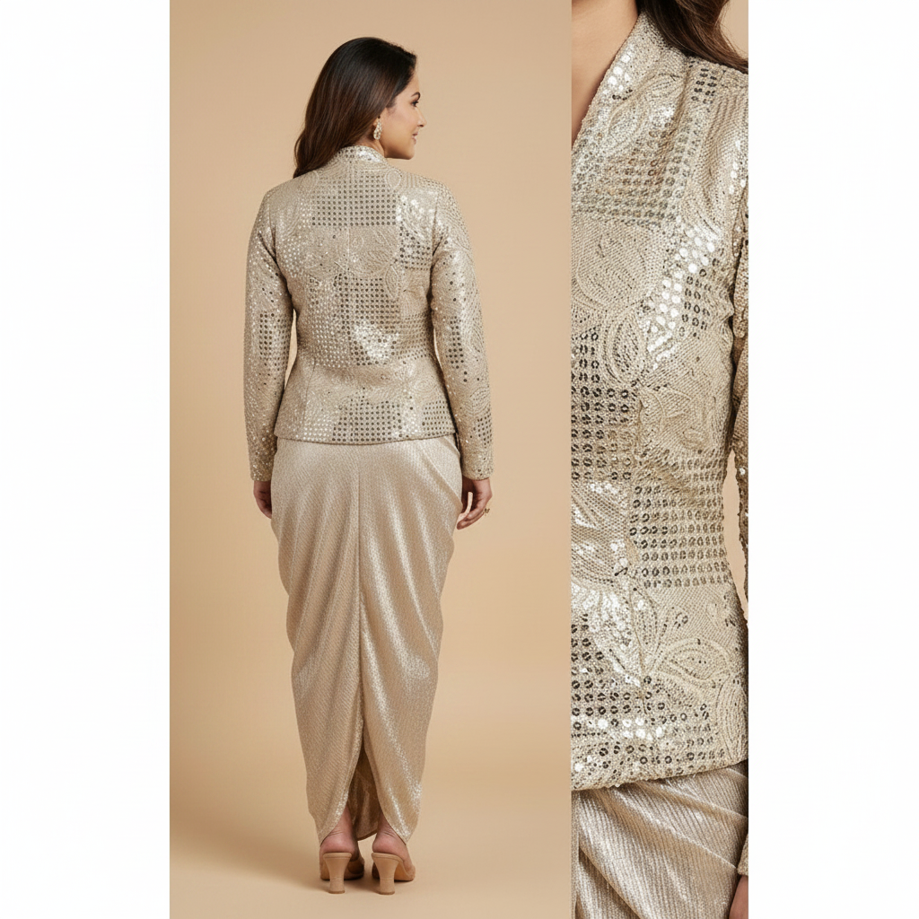 Silver gold jacket and skirt set