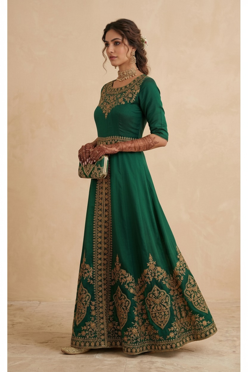 Emerald and gold dress