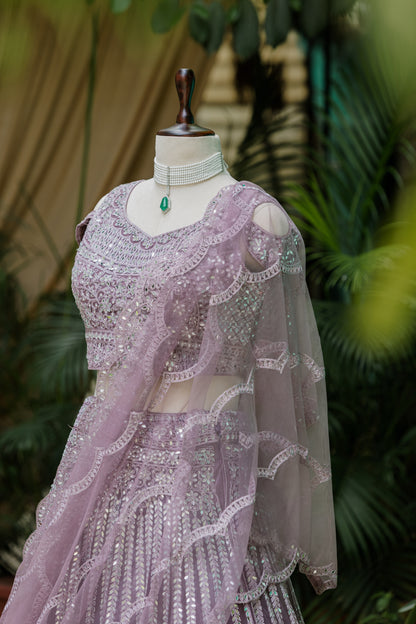Tanzanite mirror work lehenga set