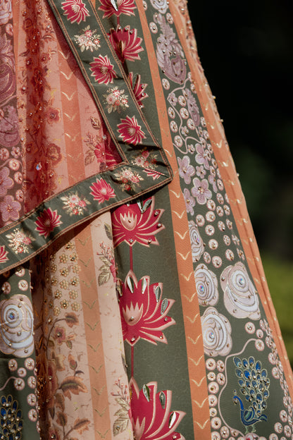Vintage floral printed lehenga set
