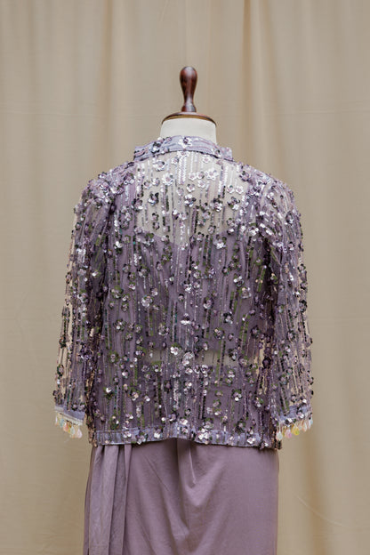 Mauve bloom pre-draped saree