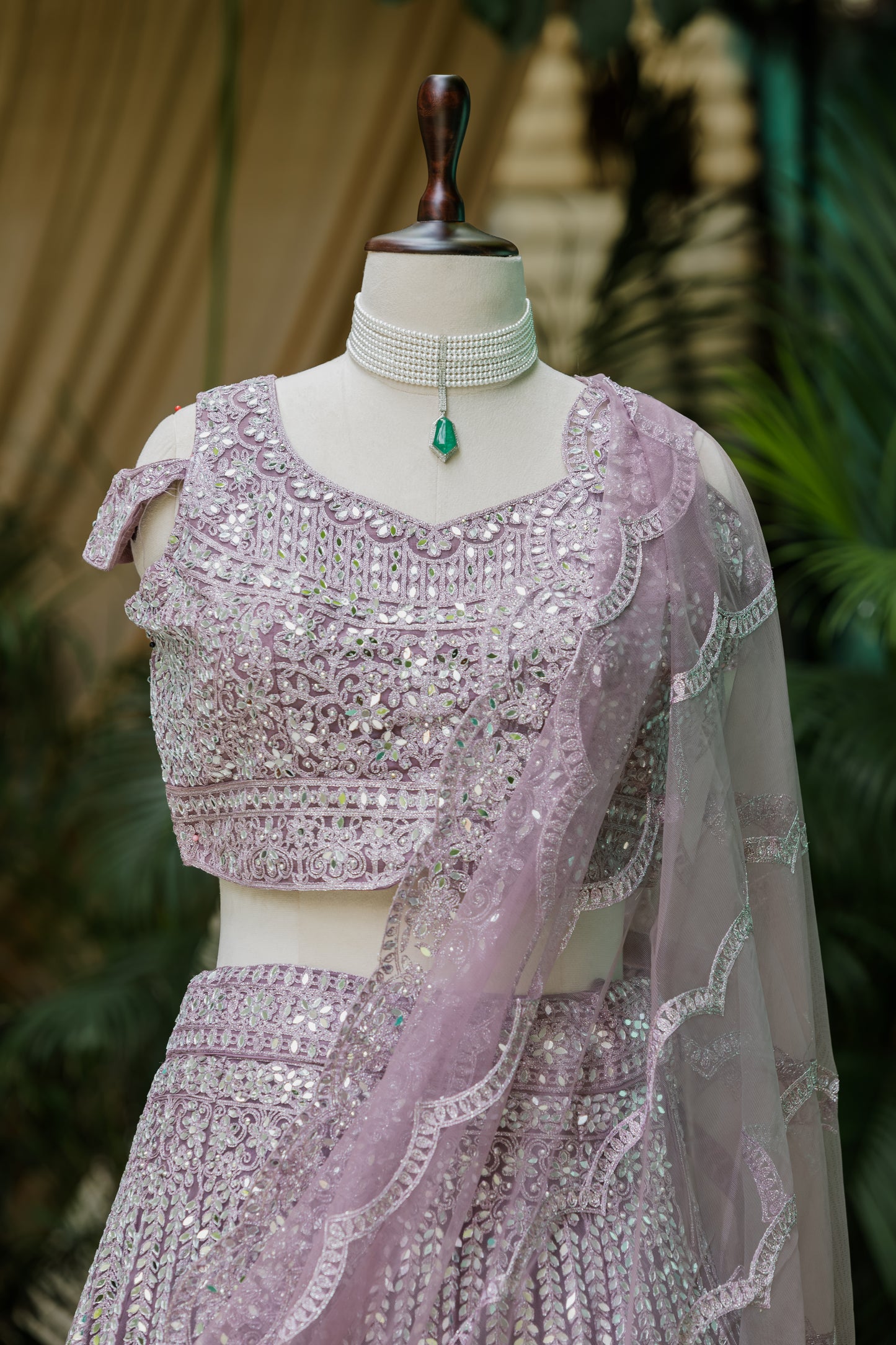 Tanzanite mirror work lehenga set