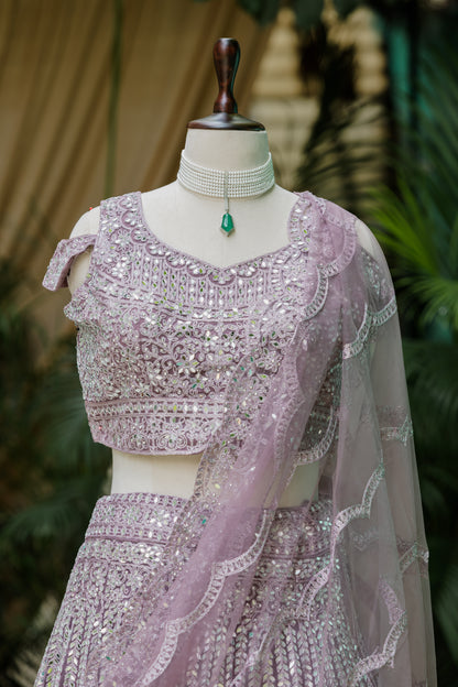 Tanzanite mirror work lehenga set