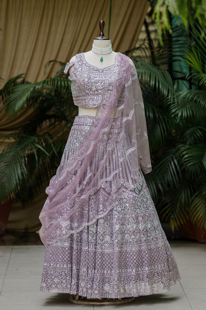 Tanzanite mirror work lehenga set