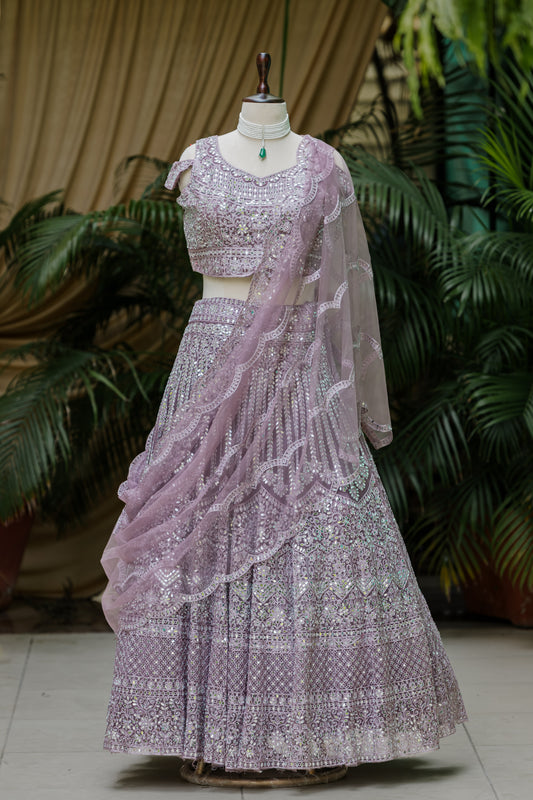Tanzanite mirror work lehenga set