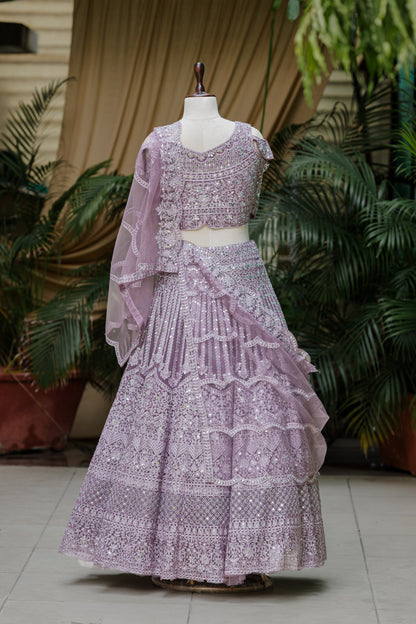 Tanzanite mirror work lehenga set