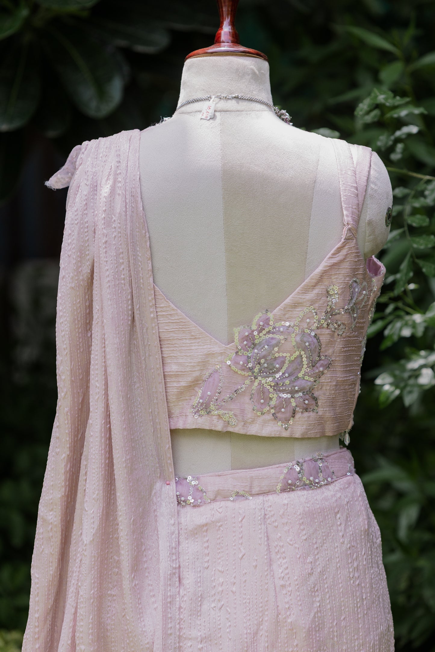 Blush convertible pre-draped saree