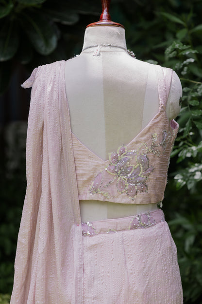 Blush convertible pre-draped saree