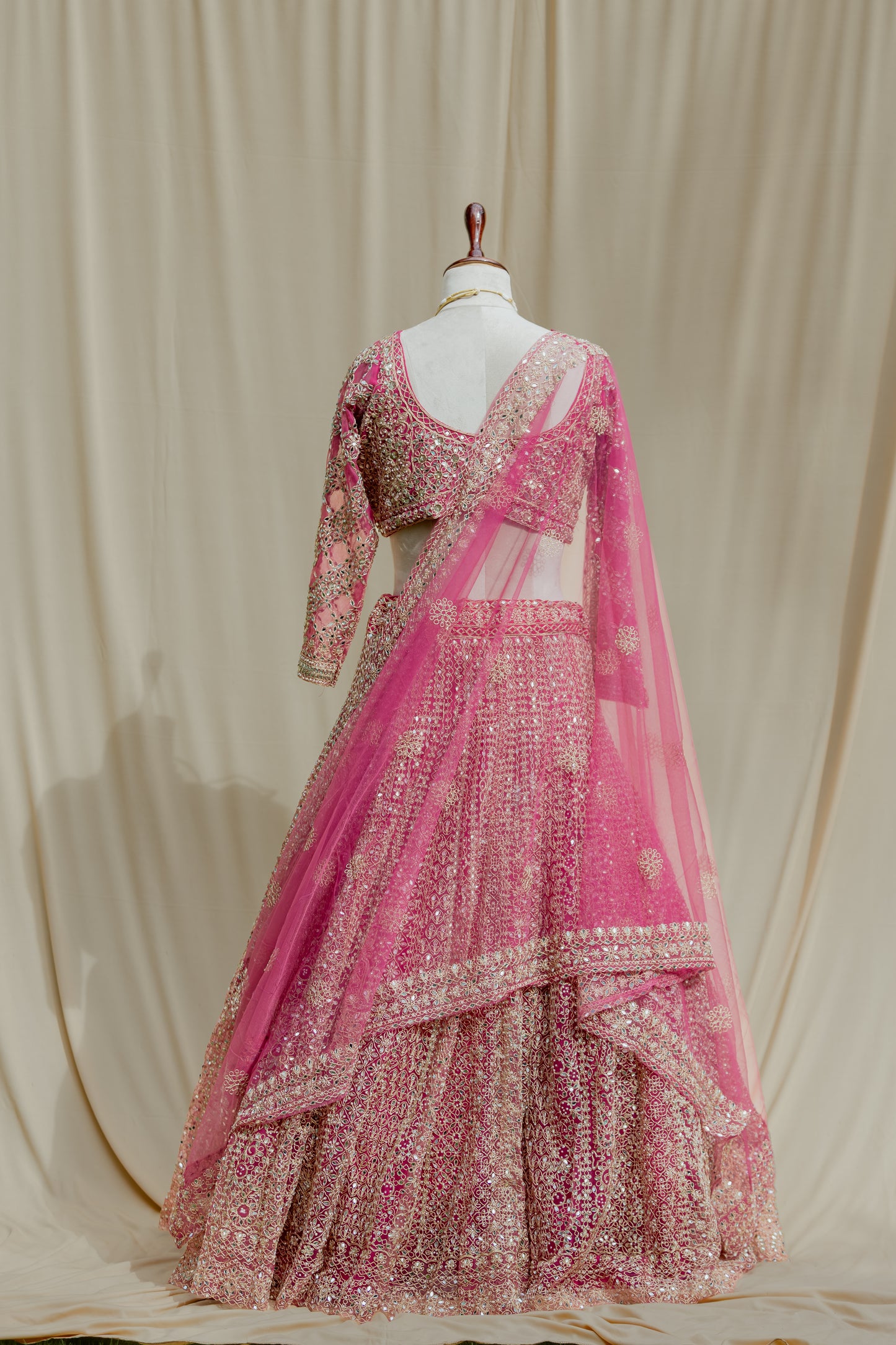 Ruby mirror work lehenga set