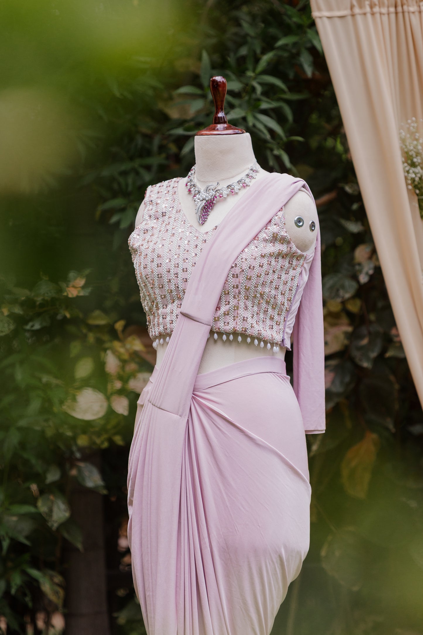 Pansy pearl pre-draped saree