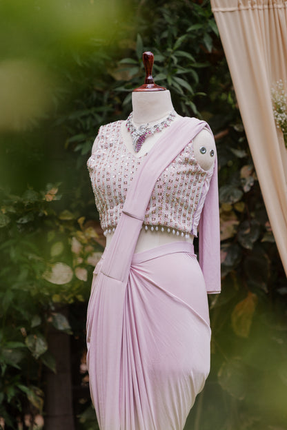 Pansy pearl pre-draped saree