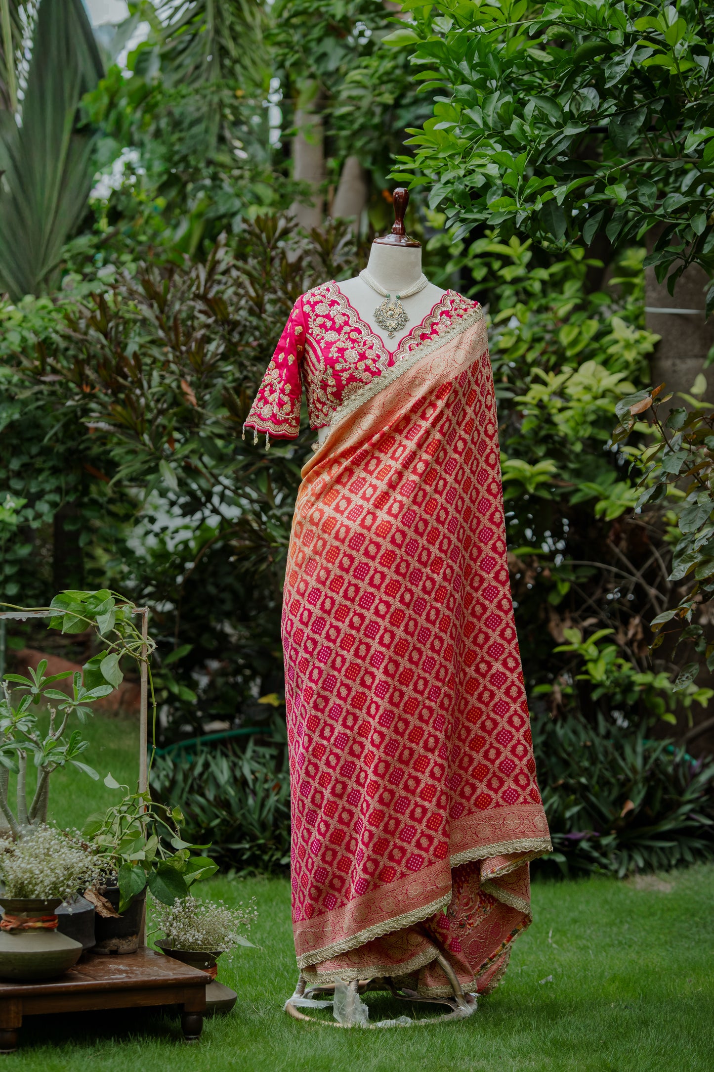 Ombré woven saree & work blouse