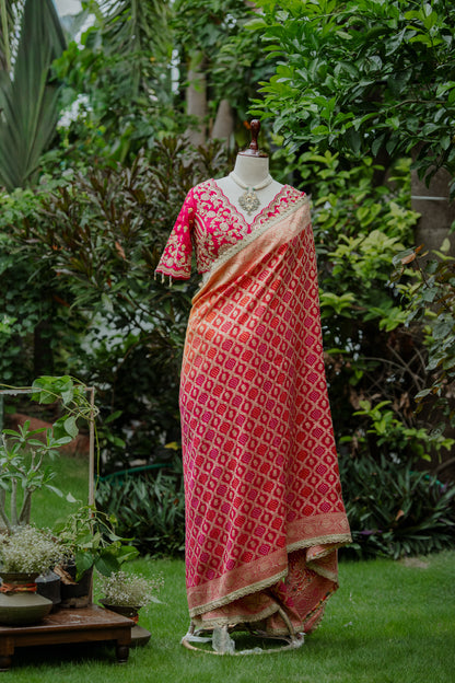 Ombré woven saree & work blouse