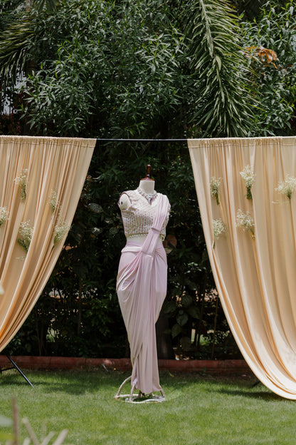 Pansy pearl pre-draped saree