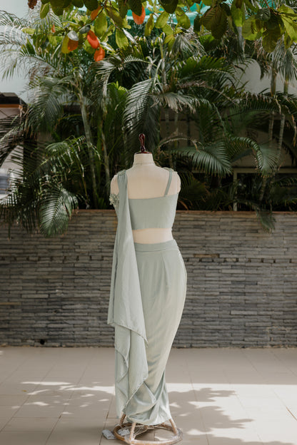 Serene sage crop-top & pleated skirt