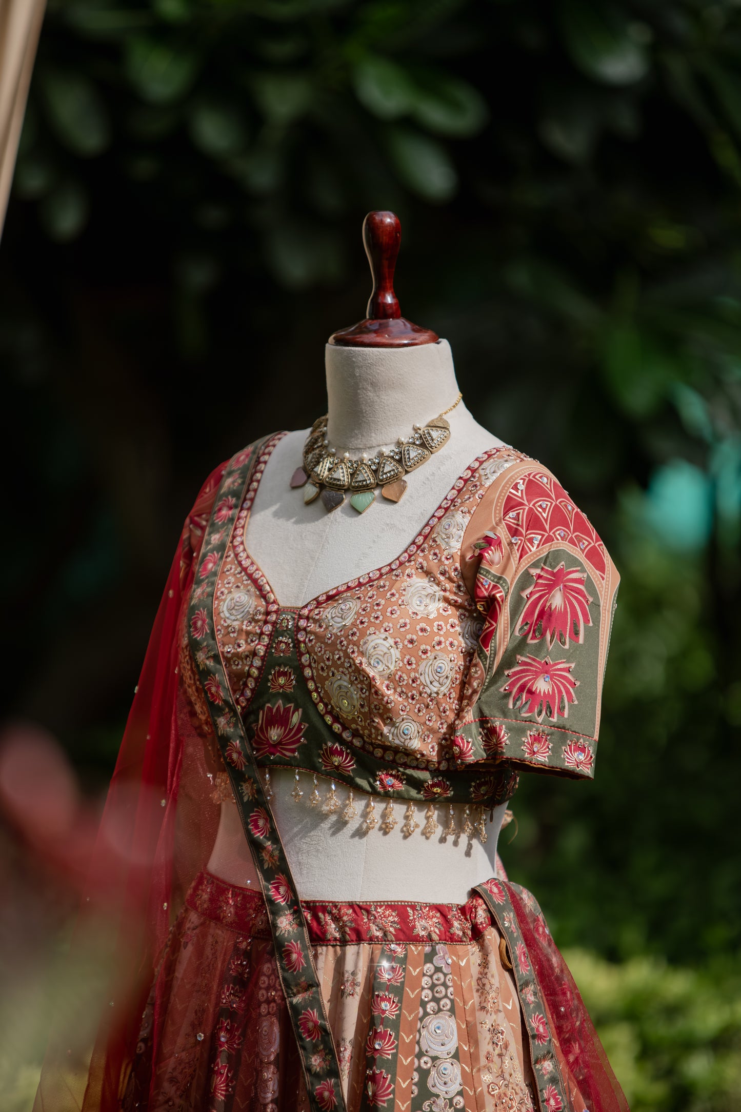 Vintage floral printed lehenga set