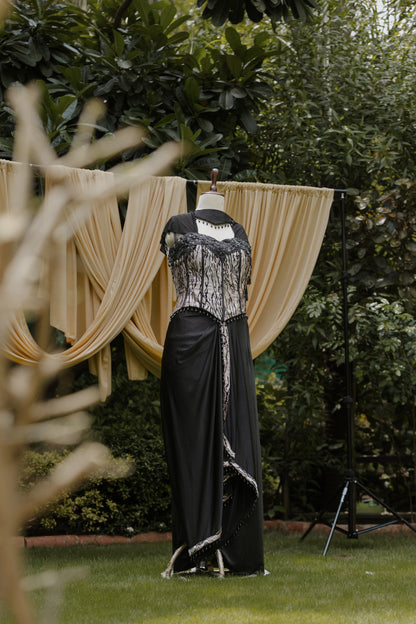 Midnight monochrome corset set