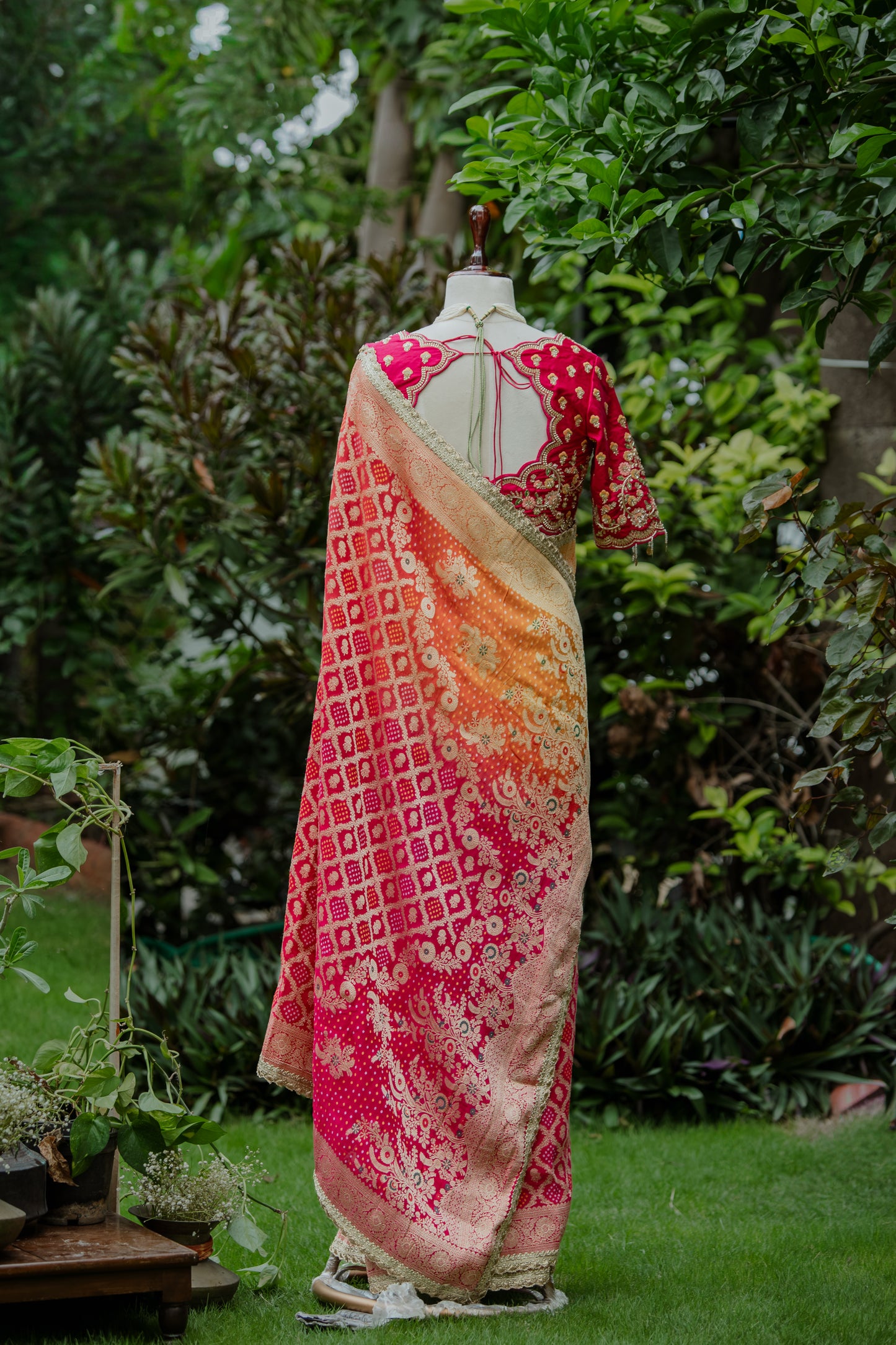 Ombré woven saree & work blouse