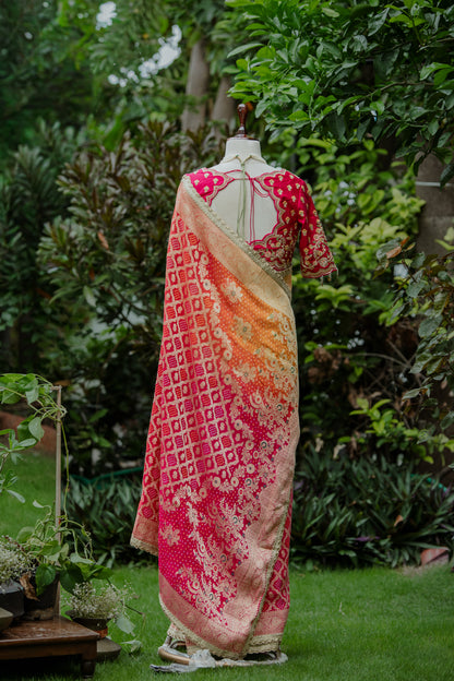 Ombré woven saree & work blouse