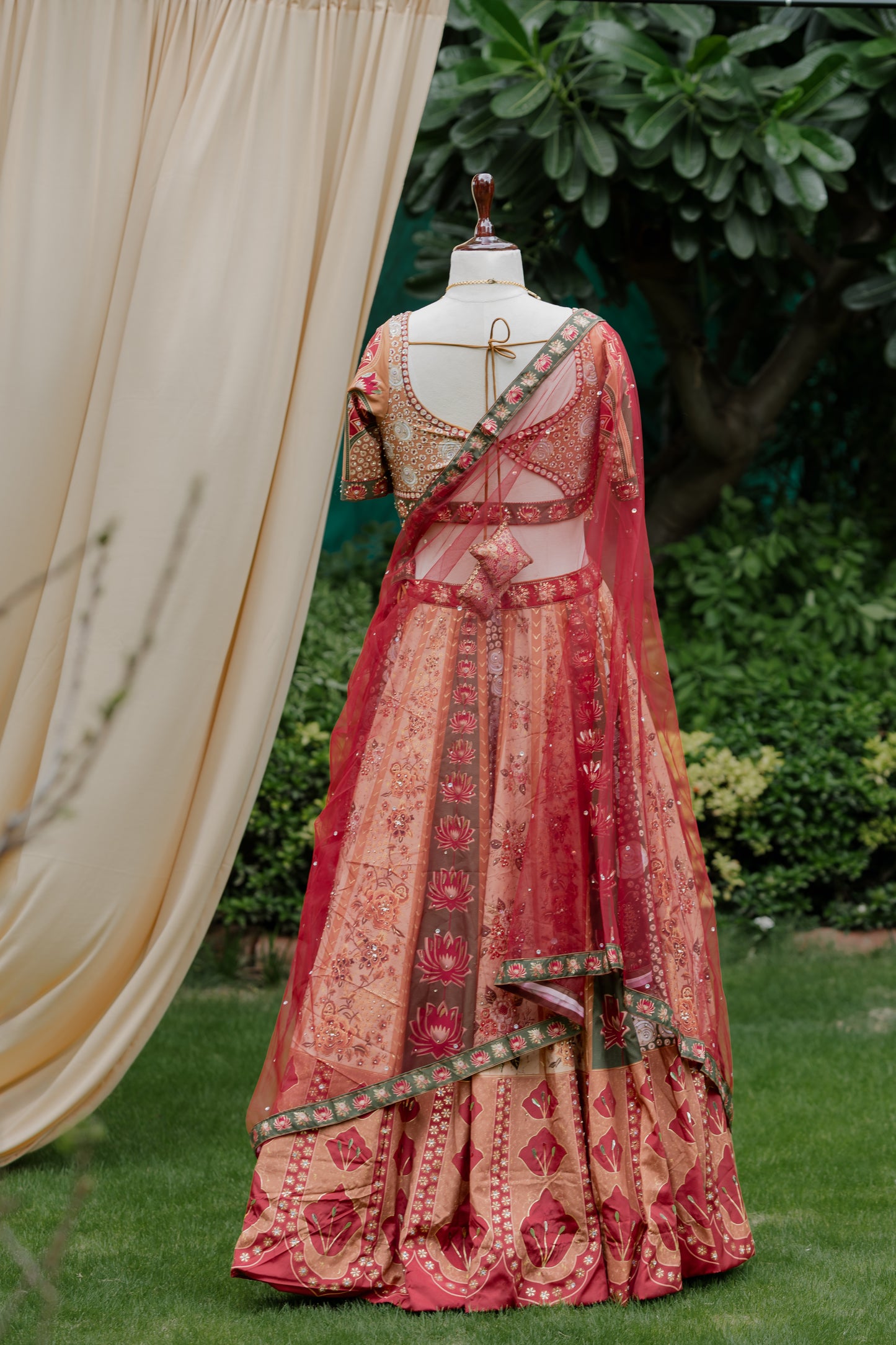 Vintage floral printed lehenga set