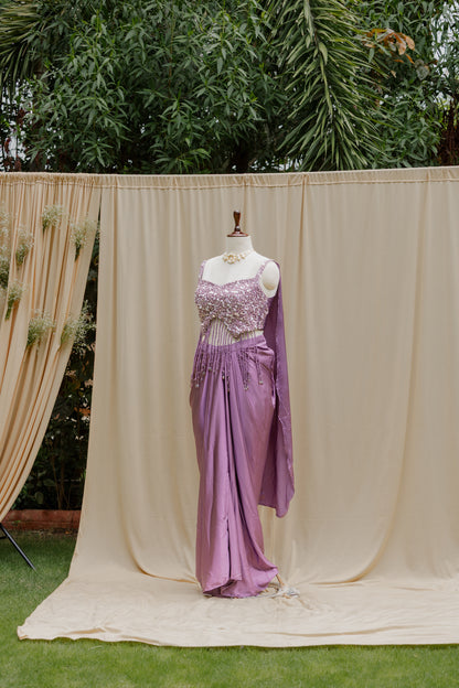 Lilac tassle crop-top and skirt