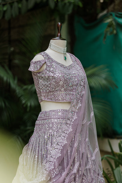 Tanzanite mirror work lehenga set