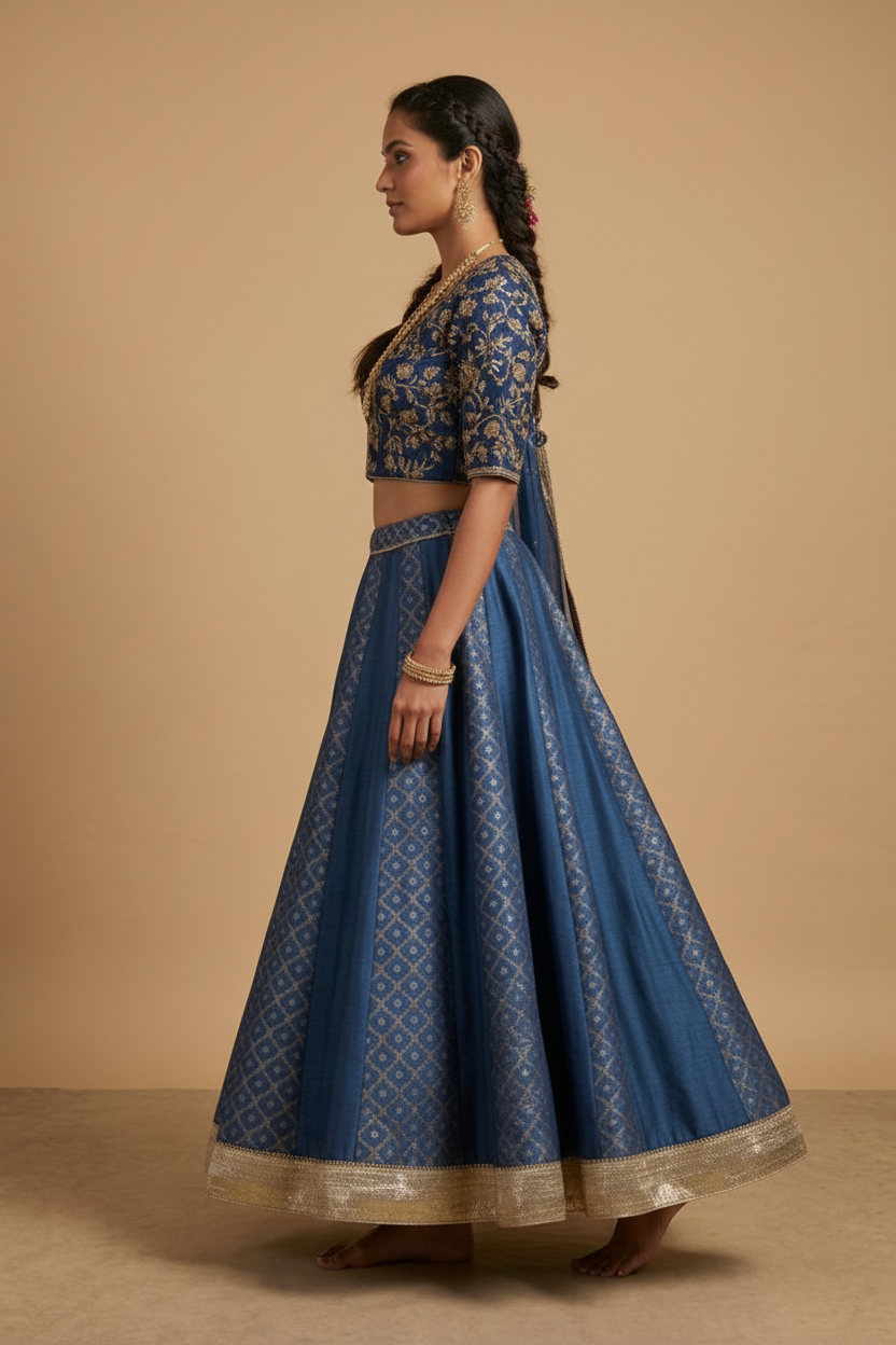 Timeless royal blue zari lehenga