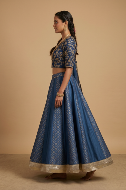 Timeless royal blue zari lehenga