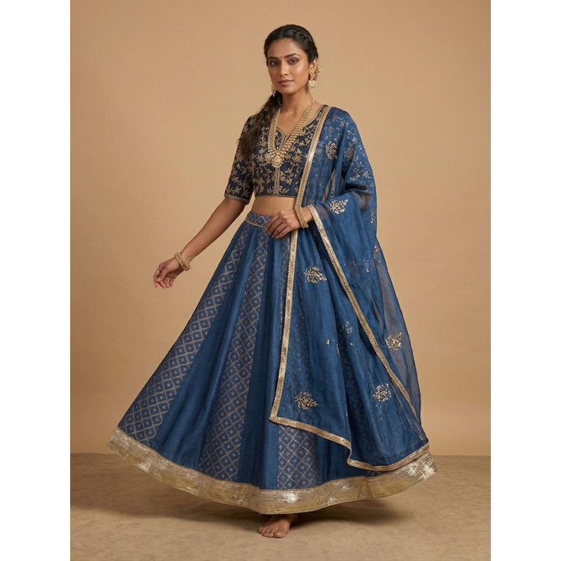 Timeless royal blue zari lehenga