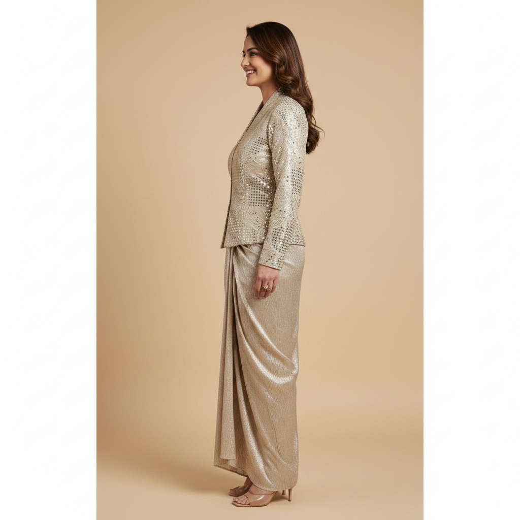Silver gold jacket and skirt set