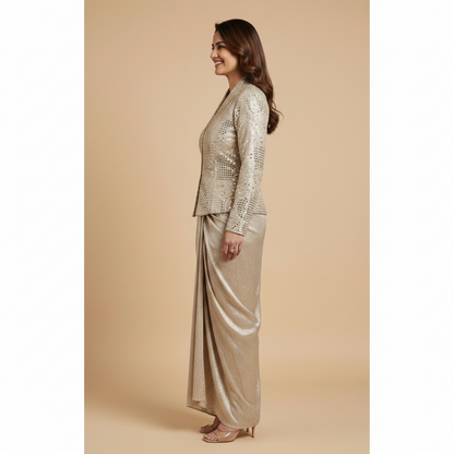 Silver gold jacket and skirt set