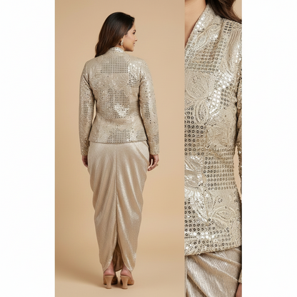 Silver gold jacket and skirt set