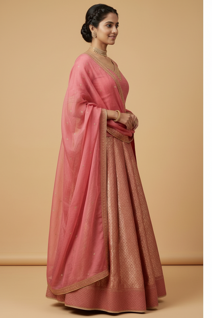 Tulip brocade lehenga set
