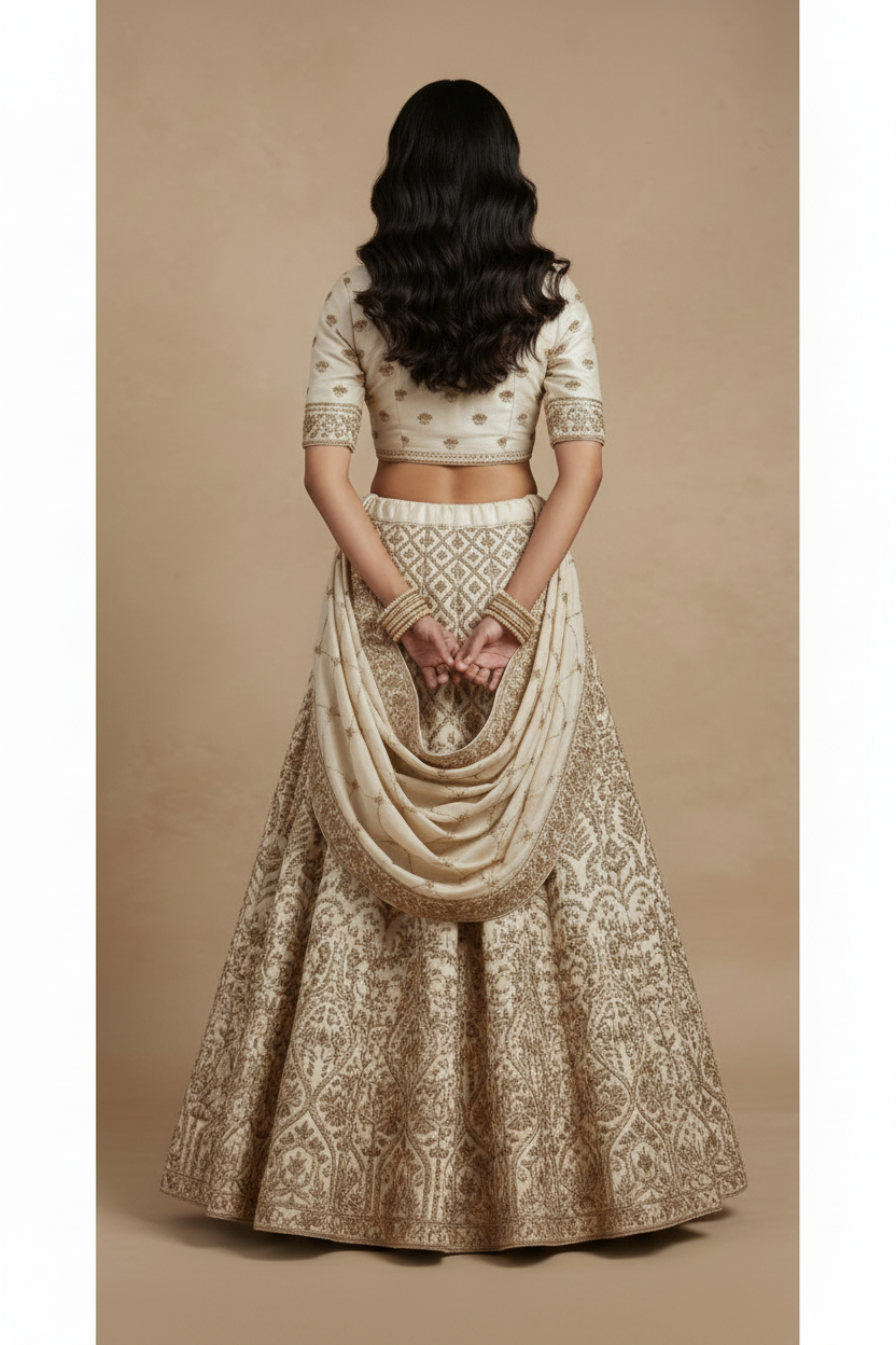 Ivory Zardosi lehenga set