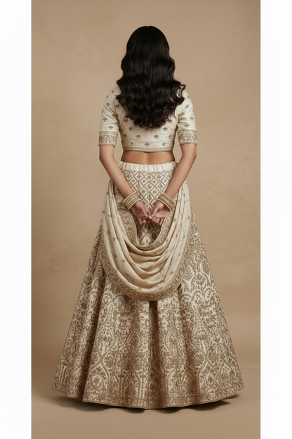 Ivory Zardosi lehenga set