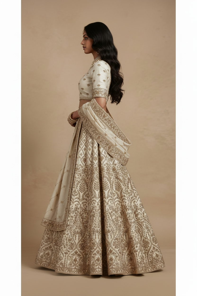 Ivory Zardosi lehenga set
