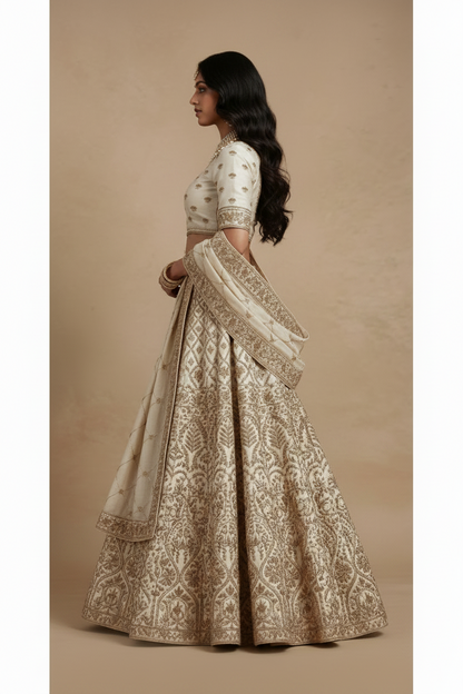 Ivory Zardosi lehenga set