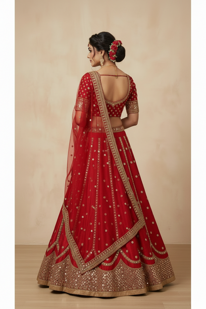 Poppy pure silk lehenga set