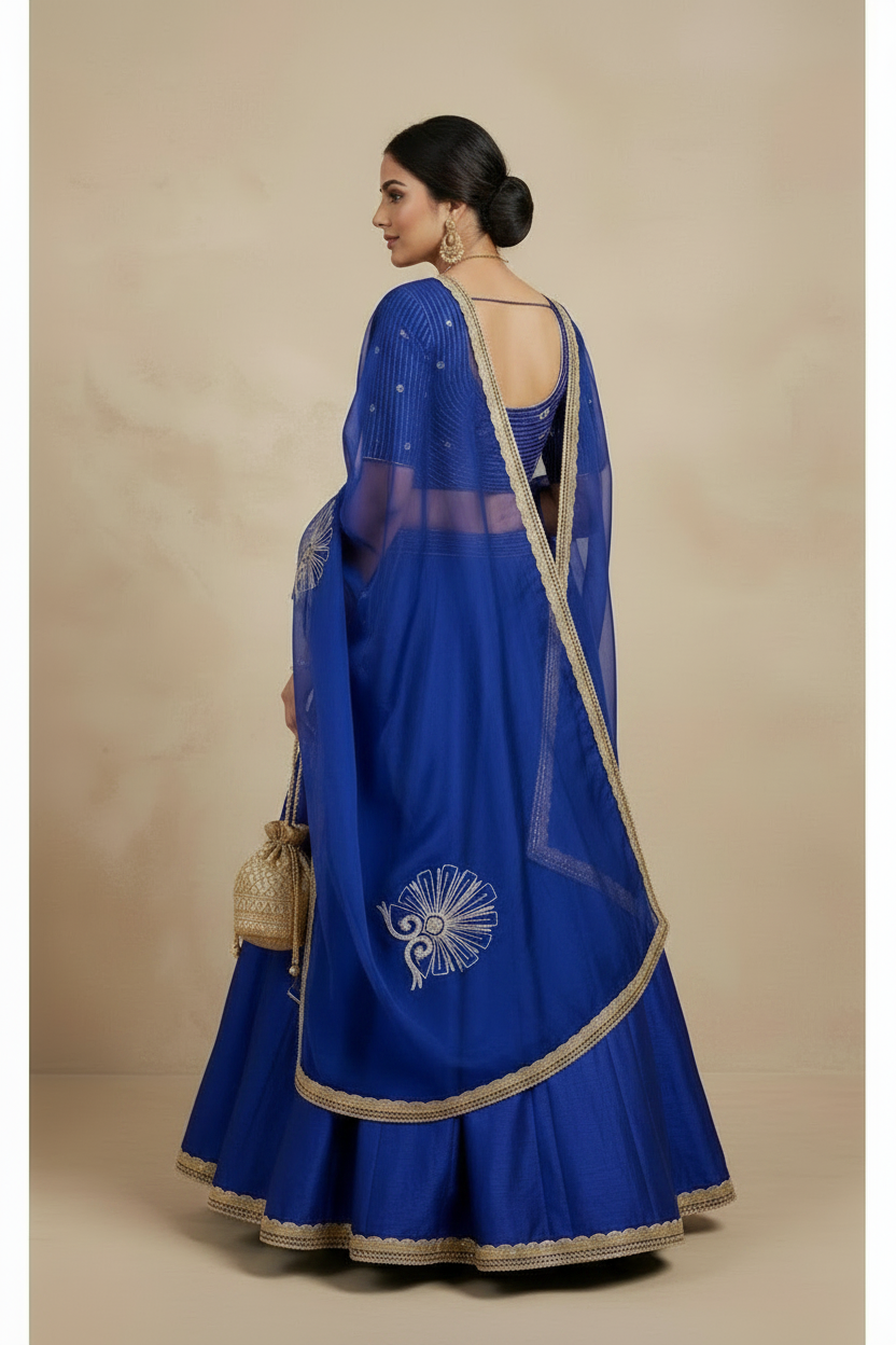 Cobalt peacock skirt set