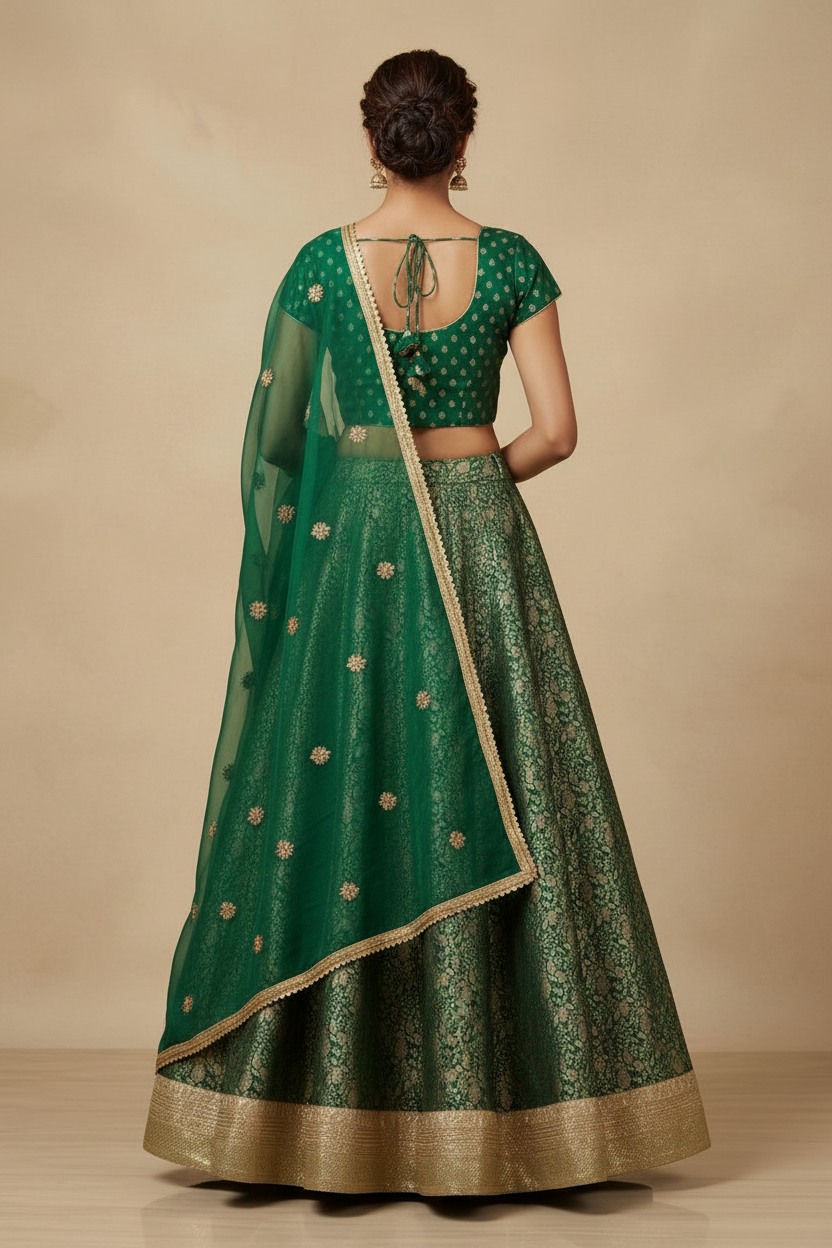 Retro green brocade set