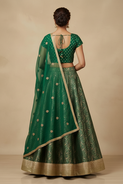 Retro green brocade set