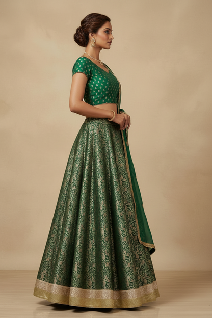 Retro green brocade set